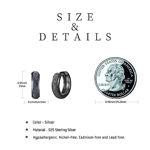 Pendientes de aro negros góticos en plata 925, el regalo de joyería ideal 3