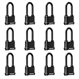 CINCINNO Weatherproof 4 Digit Combination Lock, Heavy Duty Combo Lock with Long Shackle for Outdoor Shed, Garage, Gate, Fence, 12 Pack