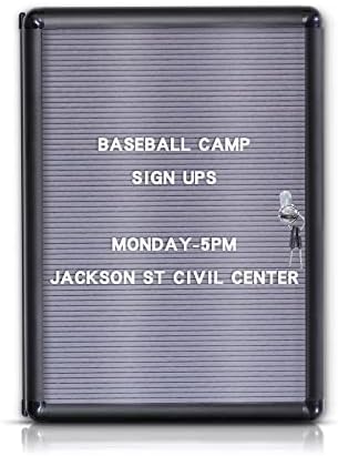 EVERSUPPLY Enclosed Changeable Letter Boards Felt Message Board with Locking Door, Grey, Aluminum Frame, 19X14 inches