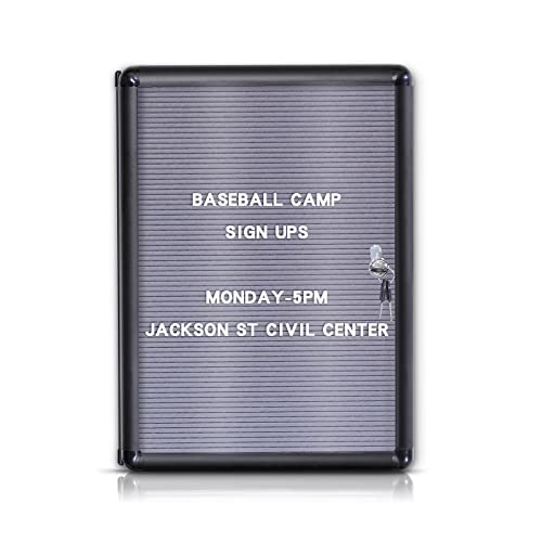 Eversupply Enclosed Changeable Letter Boards Felt Message Board With Locking Door, Grey, Aluminum Frame, 19X14 Inches #TOP18