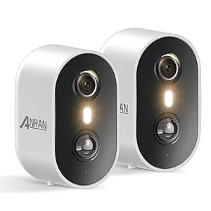 ANRAN 2 Pack Security Cameras Wireless Outdoor, 2K WiFi Surveillance Camera for Home Security, Battery Powered Cameras with Spotlight, Motion Detection, Color Night Vision, Works with Alexa, SD/Cloud