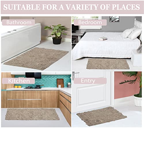 Home Weavers Modesto Collection Absorbent 4 Piece Cotton Soft Rug, Machine Wash Dry, 17"X24", 21"X34", 20"X20", 21"X54", Linen #TOP3
