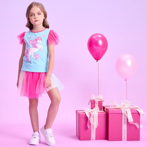 Image of DXTON Girls Tutu Skirt Rainbow Toddler Tulle Ballet Dance Skirt for 3-10Y