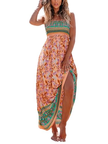 CUPSHE Women's Maxi Dresses Sleeveless Smocked Summer Sundress Floral Ruffled