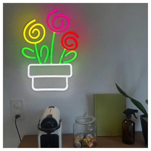 Enseigne lumineuse au néon pot de fleurs LED dimmable pour mur