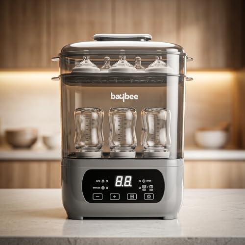 Image of Baybee Puresteam Pro 7-in-1 Baby Bottle Sterilizer and Dryer | Baby Bottle Warmer for Milk with 360 Steam Sterilizing & LED Touch Control | Baby Food Steamer with Large Capacity & Auto Shut-Off Protection