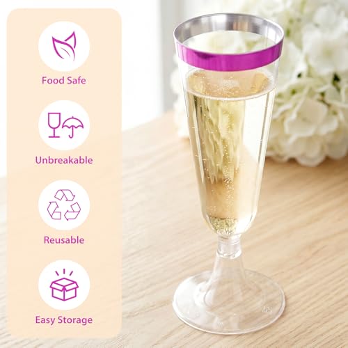 CHENGU 150 Pcs Plastic Champagne Flutes Bulk, Purple, Classic by CHENGU - Used condition - Image 7