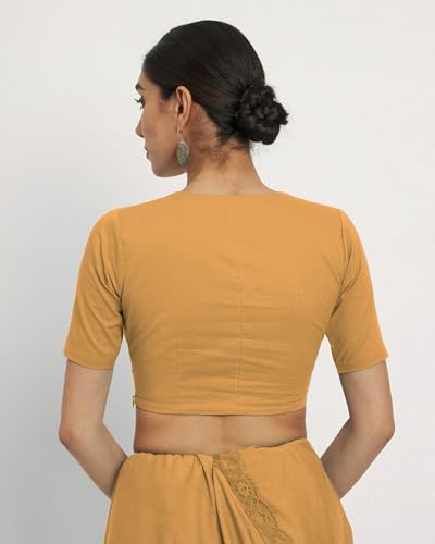 Image of Thevasa Women's Everyday Divine Depth V Neck Half Sleeves Blouse