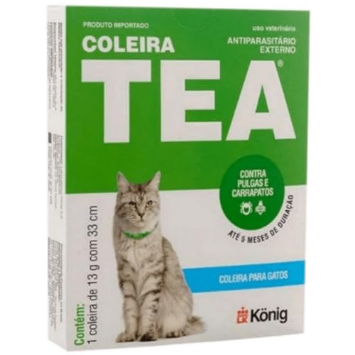 Coleira Tea Contra Pulgas E Carrapatos P/Gatos König 13g C/ 33cm Kit C/ 9 Unid.