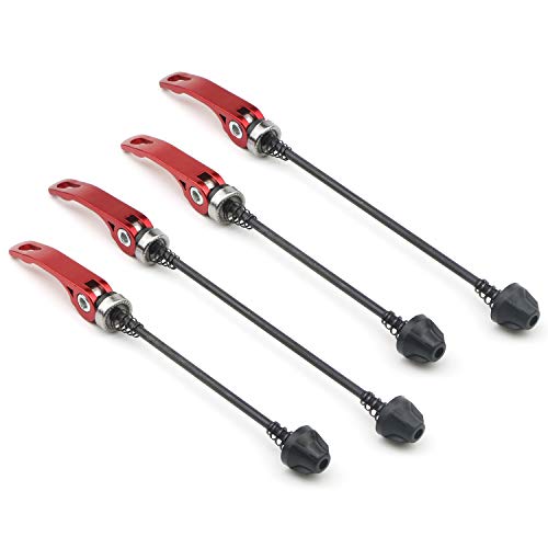 Rowiz Quick Release Skewer 2-Pairs Red, 145mm/185mm Bike Hubs for Mountain Bike, MTB, Road Bike & BMX, Lightweight Alloy Bicycle Parts & Cycling Accessories