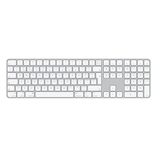Apple Magic Keyboard mit Touch ID und Ziffernblock: Bluetooth, wiederaufladbar. Kompatibel mit Mac Computern Chip; Englisch, GB, Weiße Tasten