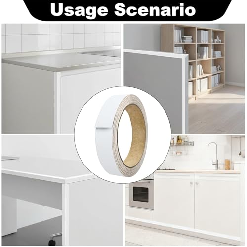 20mm x 10m Melamine Edge Banding, Edging Tape Self-Adhesive Kitchen Edging Strip Without Ironing Flexible Plastic Veneer Tape for Furniture Worktop Cabinet Desk Door Frame Easy DIY Application (White) - Image 5