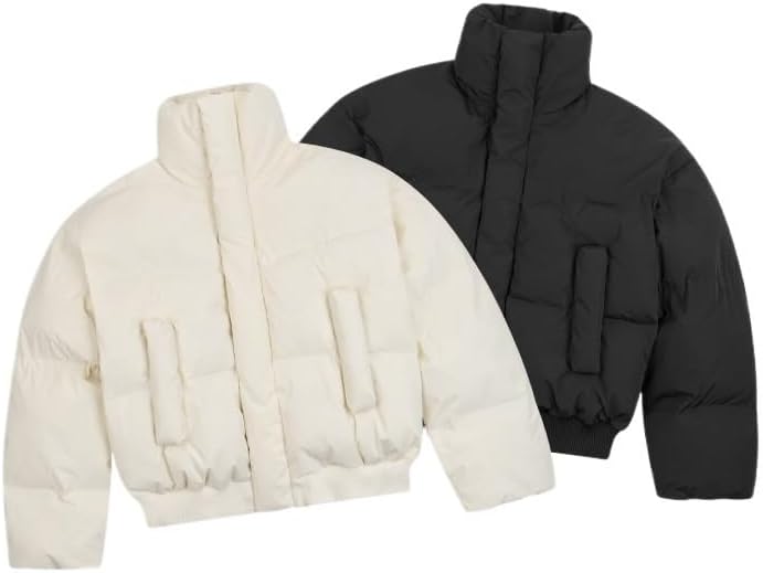 Short Stand Up Collar Jacket Thick Casual Cotton Padded for Both Men Women