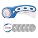 45mm Rotary Cutter with 7pc replacment 45mm Rotary Blade for Quilting Fabric and Arts & Crafts (Red)