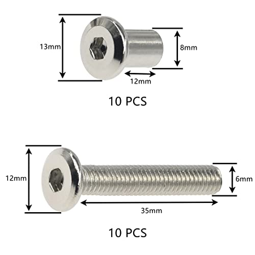 10-Set 6 Furniture Bolt And Nut Kit, Hex Socket Bed Bolts, Screws, And - View #11