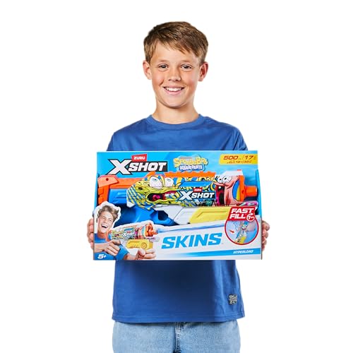 XSHOT Water Spongebob Hyperload Water Blaster (2 Pack) by ZURU – Fast-Fill Water Blaster with Spongebob Design, 33ft Range & 500ml Tank, Outdoor Summer Toy for Kids Ages 5+, Beach & Backyard Fun by XSHOT - Image 5
