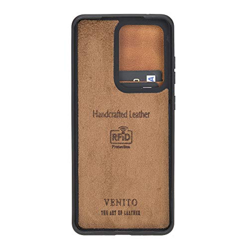 Venito Verona Leather Slim Wallet Case Compatible With Samsung Galaxy S20 Ultra- Snap On Flip Back Cover - Rfid Protection (Antique Brown) #TOP4