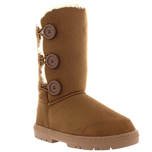 Holly Womens Triplet Button Waterproof Winter Snow Boots - Grey - 7-40 - AEA0155