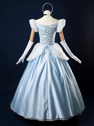 Disfraz completo princesa azul satinado talla M miniatura 3