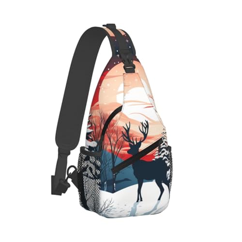 Bolso tipo sling unisex negro patrón dibujo 7.2x3.5x15.3 in miniatura 7