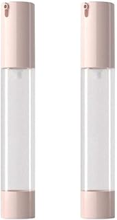 2PCS 30ml/1oz Empty Plastic Airless Vacuum Pump Bottle Dispenser Refillable Travel Makeup Lotion Cream Sample Packing Container Jar for Liquid Foundation Essence Emulsion Serum (Pink)