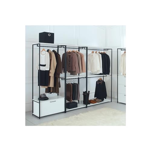 Maykoosh Southwestern Sensibilities White Freestanding Walk in Wood Closet System with Metal Frame,