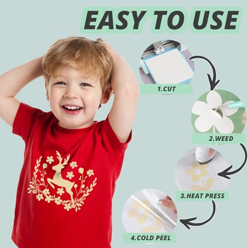 Image of HTVRONT Heat Transfer Vinyl Rolls - 12 inch x 20ft Cream Iron on Vinyl for Shirts, HTV Vinyl for All Cutting Machines - Easy to Cut & Weed for HTV Heat Transfer Design (Cream)