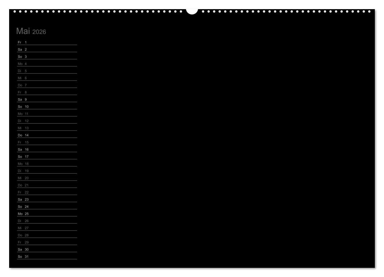 Bastel-Geburtstagskalender schwarz/Geburtstagskalender (Wandkalender 2026 DIN A2 quer), CALVENDO Monatskalender: Der elegante Geburtstagskalender zum Selbst-Gestalten (CALVENDO Hobbys)