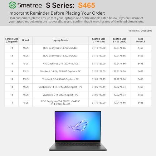 Image of Smatree SlimPro Laptop Case for 14 inch ASUS ROG Zephyrus G14 2026 GU405