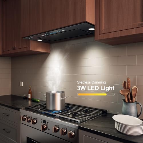 IKTCH New 30" Range Hood Insert, 900 CFM Ducted/Ductless Range Hood with 4 Speed Fan, Black Stainless Steel & Tempered Glass and Gesture Sensing&Touch Control Making life Smarter - 4