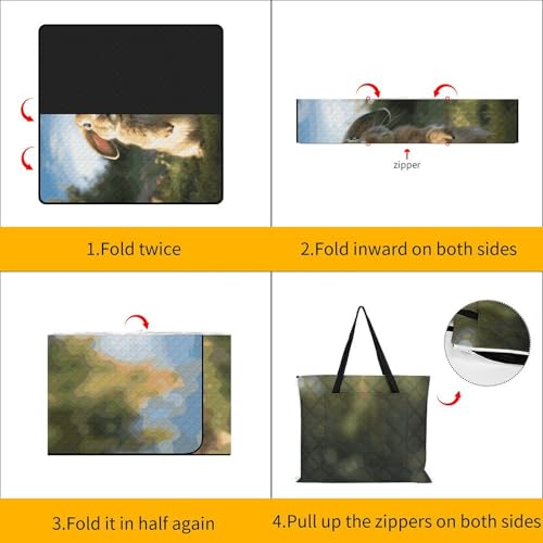 Couverture de plage lapin zippée imperméable et bâche de camping pliable pour extérieur - 4