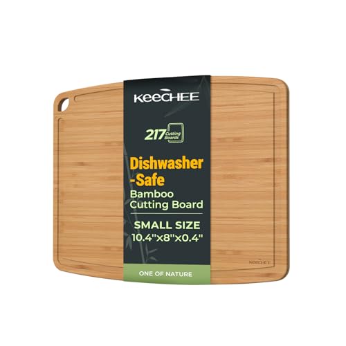 Keechee Dishwasher Safe Carbonized Bamboo Wood Cutting Boards for Kitchen with Juice Groove, Wooden...