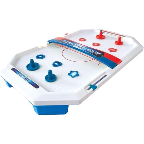 Game Zone Electronic Table-Top Air Hockey - Fast-Paced Sports Fun in an Easily Portable Battery-Operated Rink for Ages 5 and Up