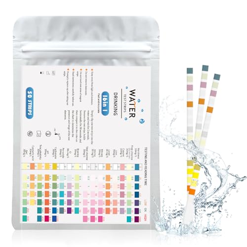 50-Pack 16 IN 1 Drinking Water Test Strips Kit - pH, Hardness, Lead, Chlorine, Iron, Copper, Nitrate & More - Home Water Testing Kit for Safe Drinking Water, Tap & Well Water
