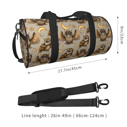 Travel Duffle Bag, Moon Stars Owls Sports Gym Bag for Women Men, Carry On Bag Weekender Overnight Duffel Bag, Personal Item Travel Bag2