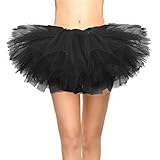 CahcyElilk Women's 6-Layered Puffy Mini Sexy Adult Bubble Tulle Tutu Black Small