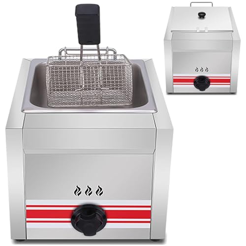 PixCy Freidora De Gas, Freidoras Industriales, Freidora a Gas Comercial, Freidora De Cocina, Encimera a Gas Profesional De Alta Capacidad,para Cocinar Alimentos,10L