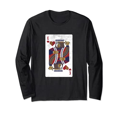 King Of Hearts Card Design Poker Player Funny Long Sleeve T-Shirt, Black
