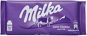 Milka Chocolate Alpine Milk, 3.5 oz 100 g, Set of 6, German Chocolate, World Top Brand