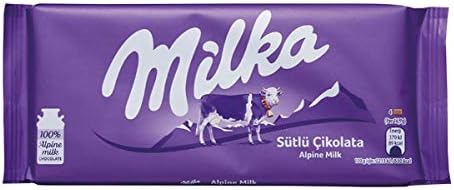 Milka Chocolate Alpine Milk, 3.5 oz 100 g, Set of 6, German Chocolate, World Top Brand
