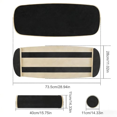 Balance Board Roller Houten trainer, houten balansbord met verstelbare stoppers en kurkrol, board voor evenwichtstraining, coördinatie, thuisfitness - Afbeelding 3