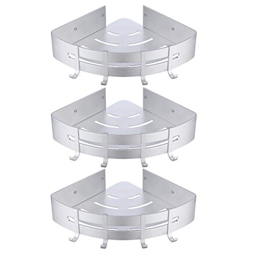 KES Shower Caddy Corner For Bathroom Triangle Corner Shelf 3 Tiers with 12