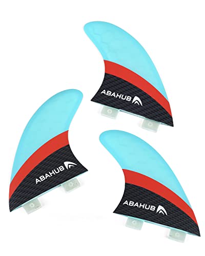 Abahub Surfboard Fins Compatible with FCS Style Fin Box, Fiberglass Blue