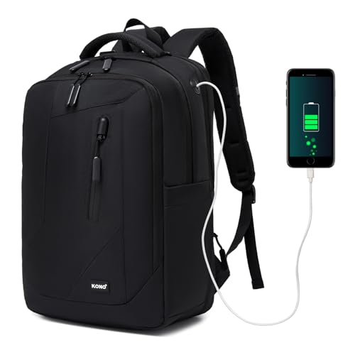 Kono Mochila Portátil para Ordenador 15.6 Pulgadas Antirrobo e Impermeable, Ligera y Multifunción para Trabajo, Universidad, Viaje, Escuela, Negocios y Uso Diario (A-Negro) - imagen 7