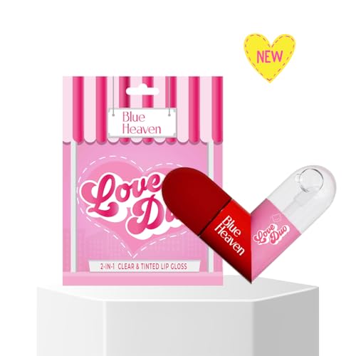 Image of Blue Heaven Love Duo 2-in-1 Clear & Tinted Lip Gloss | Infused with Vitamin E | Hydrating & Non-Sticky | Long-Lasting | Glossy Finish | Snacc (Clear+ Cherry) | 1.7ml *2