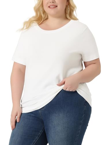 Image of Agnes Orinda Plus Size Women's Pullover Sweaters Soft Tops, Short Sleeves