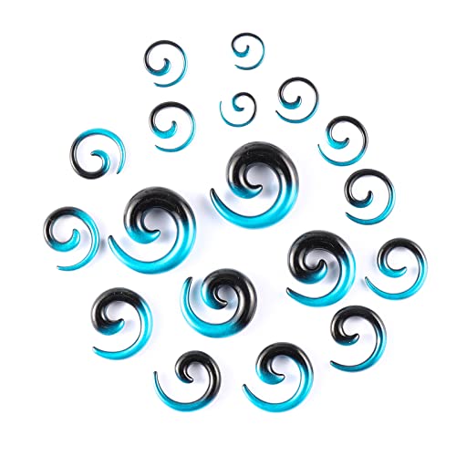 Memsion Ear Stretching Kit Gauges For Ears 54 Pieces 14G-00G Ear Gauges Expander Set Acrylic Ear Spiral Tapers And Plugs Body Earring Piercing Kits Blue Black Color #TOP1