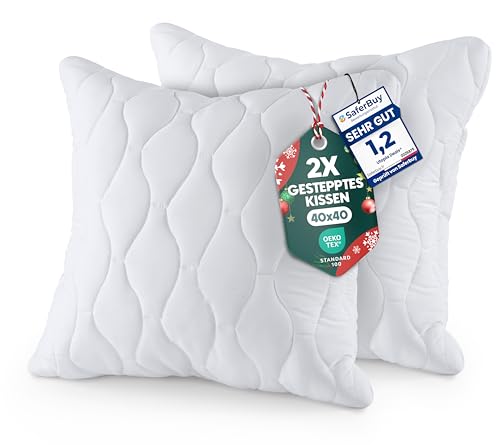 Utopia Bedding Kopfkissen 40x40 cm (2er Set), Gestepptes Kissen für Bett...