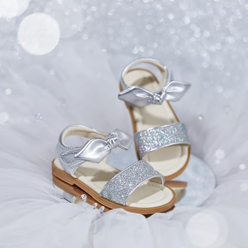 Image of ESTINE Toddler /Little Kid Girls Bow Open Toe Flat Evening Dress Sandals