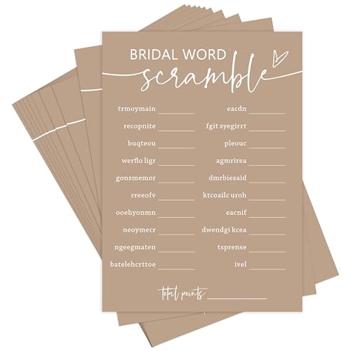 Jeux de fête prénuptiale et cartes de brouillage de mots nuptiaux 12,7x17,8 cm